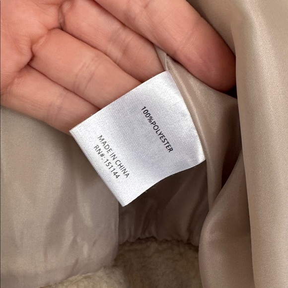 SAKS/LEA & VIOLA Oversized Beige Teddy Bomber Jacket - Size Medium - Picture 8 of 8
